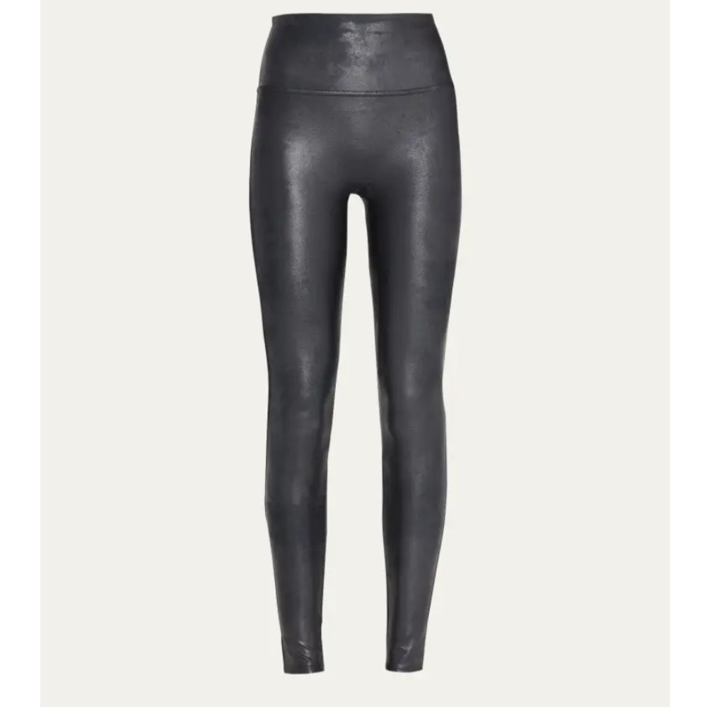 Spanx black crackled faux leather leggings SP